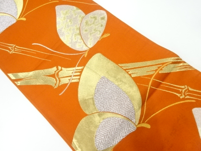 アンティーク　蝶模様織出し袋帯（材料）